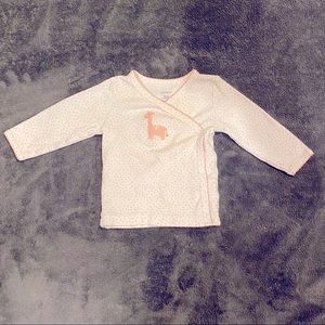 Carter's Baby Girl Pink & White Llama Wrap Long Sleeve Top Size 6 Months